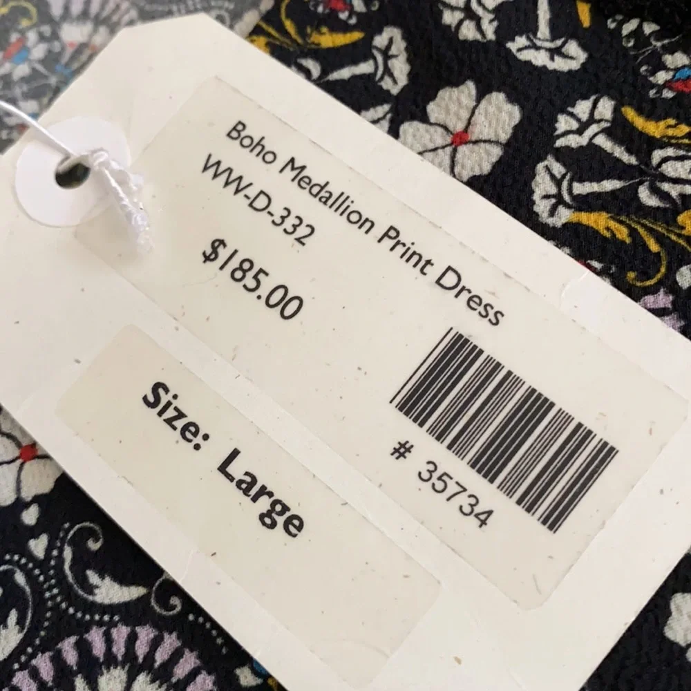 {NWT} Weston | Luella Boho Floral Medallion Print Shift Dress 8097 Black (L) - Picture 12 of 16